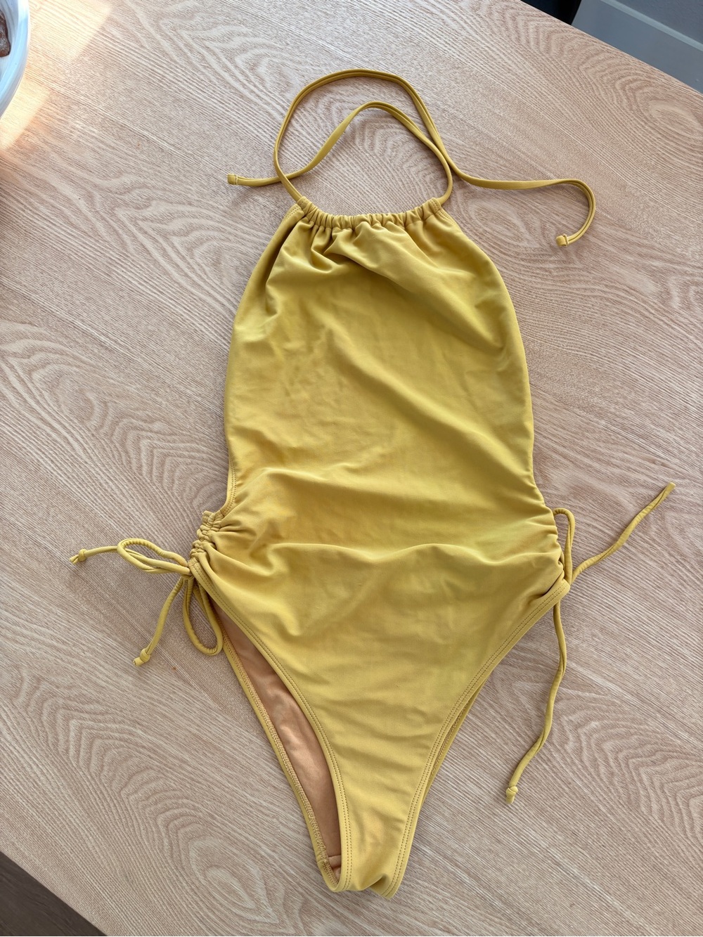 Golden Yellow Halter One-Piece Swimsuit